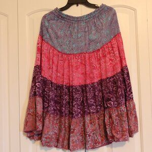 Hand Kreation Skirt One Size Boho, 100% Rayon festival, colorful, casual